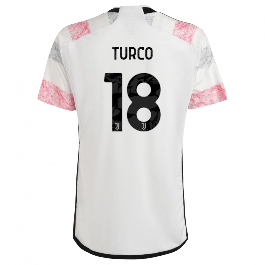 Niño Camiseta Nicolo Turco #18 Blanco Rosa 2ª Equipación 2023/24 La Camisa Argentina