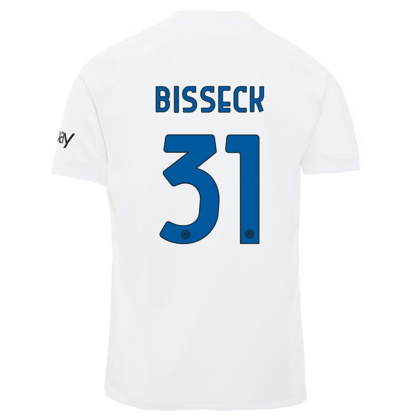 Niño Camiseta Yann Bisseck #31 Blanco 2ª Equipación 2023/24 La Camisa Argentina