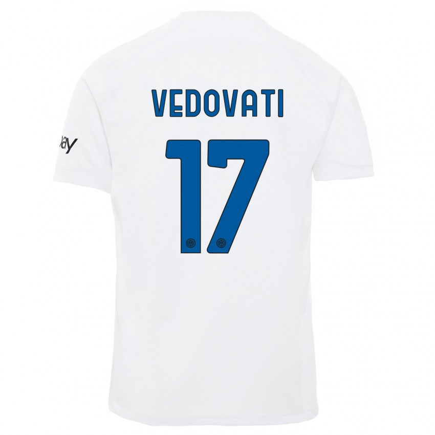 Niño Camiseta Gabriele Vedovati #17 Blanco 2ª Equipación 2023/24 La Camisa Argentina