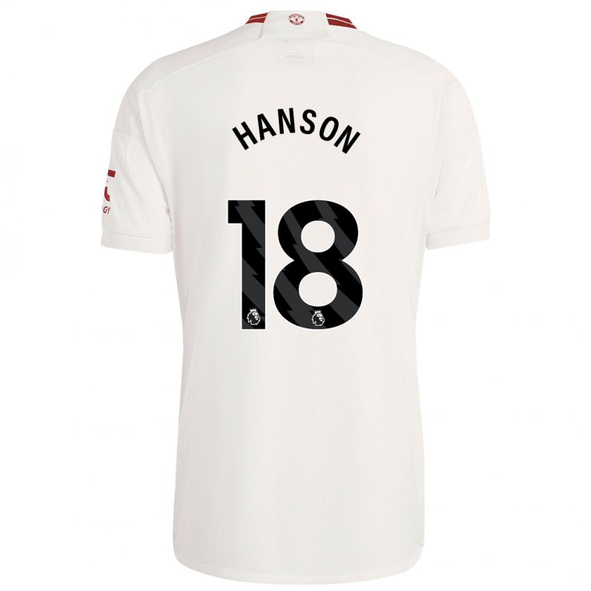 Niño Camiseta Kirsty Hanson #18 Blanco Equipación Tercera 2023/24 La Camisa Argentina