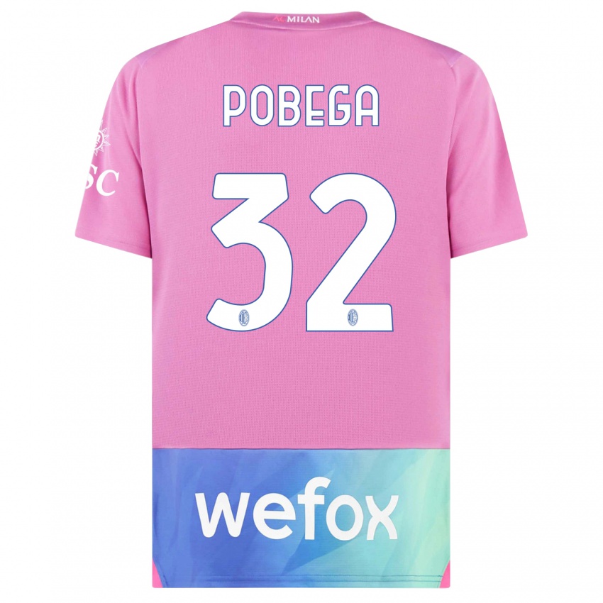 Niño Camiseta Tommaso Pobega #32 Rosado Morado Equipación Tercera 2023/24 La Camisa Argentina