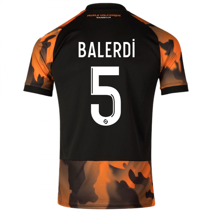 Niño Camiseta Leonardo Balerdi #5 Negro Naranja Equipación Tercera 2023/24 La Camisa Argentina