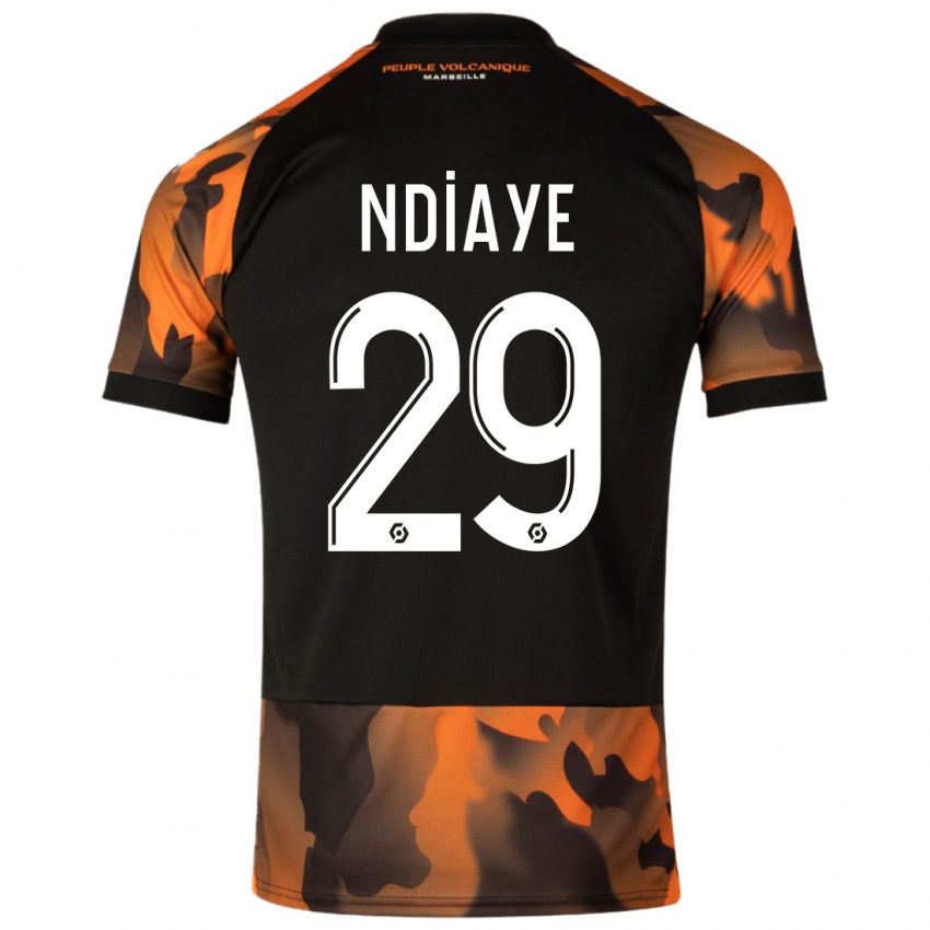 Niño Camiseta Iliman Ndiaye #29 Negro Naranja Equipación Tercera 2023/24 La Camisa Argentina