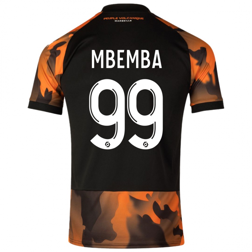Niño Camiseta Chancel Mbemba #99 Negro Naranja Equipación Tercera 2023/24 La Camisa Argentina
