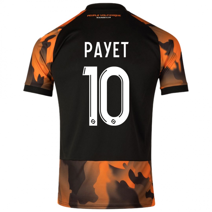 Niño Camiseta Dimitri Payet #10 Negro Naranja Equipación Tercera 2023/24 La Camisa Argentina