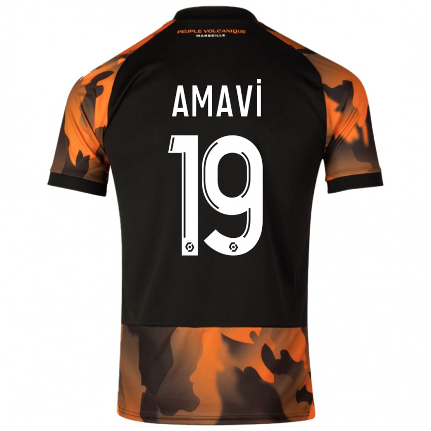 Niño Camiseta Jordan Amavi #19 Negro Naranja Equipación Tercera 2023/24 La Camisa Argentina