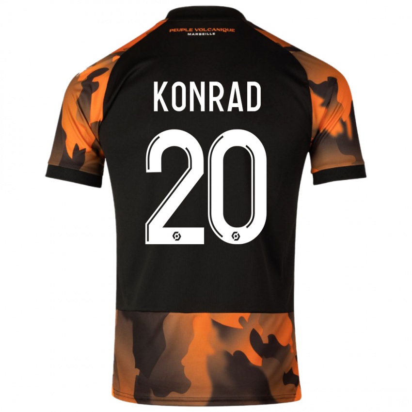 Niño Camiseta Konrad De La Fuente #20 Negro Naranja Equipación Tercera 2023/24 La Camisa Argentina