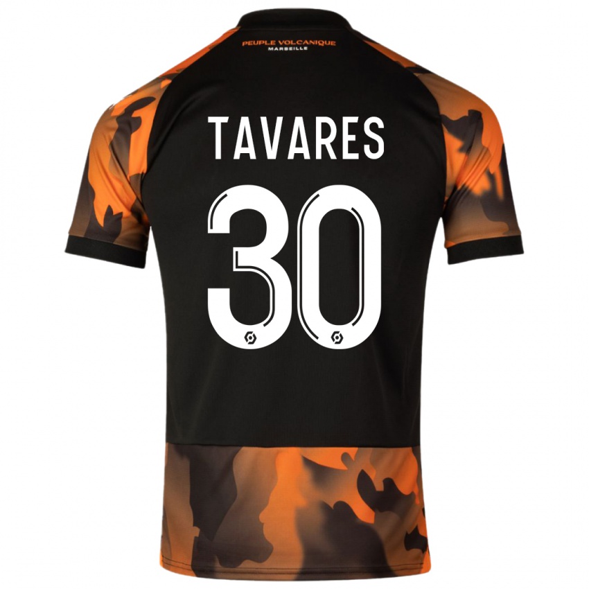 Niño Camiseta Nuno Tavares #30 Negro Naranja Equipación Tercera 2023/24 La Camisa Argentina