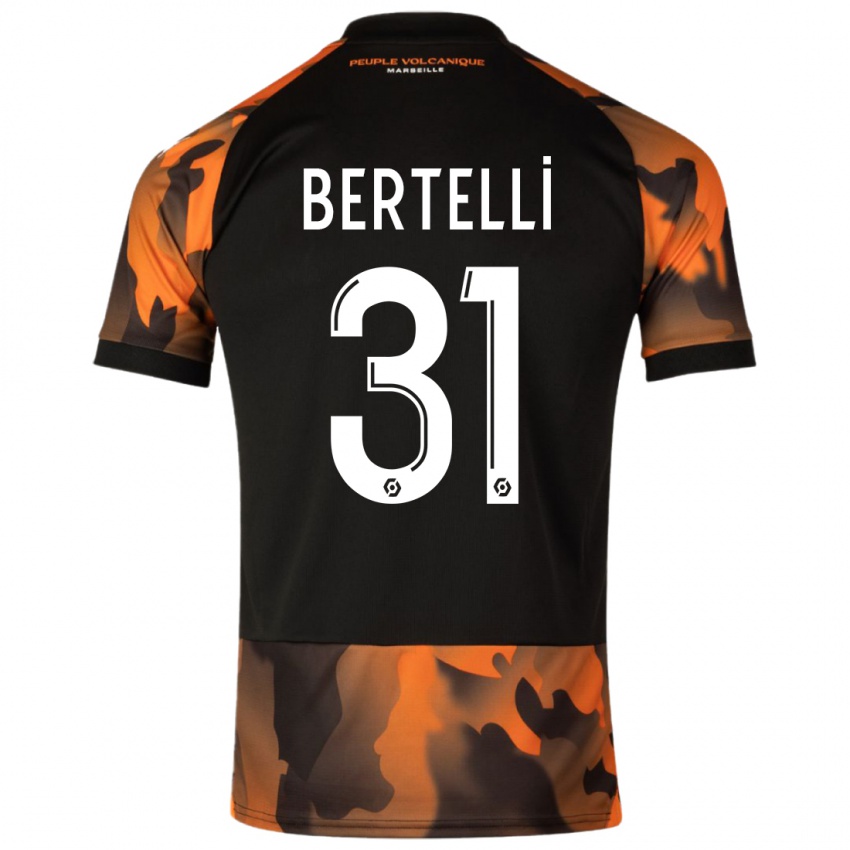 Niño Camiseta Ugo Bertelli #31 Negro Naranja Equipación Tercera 2023/24 La Camisa Argentina