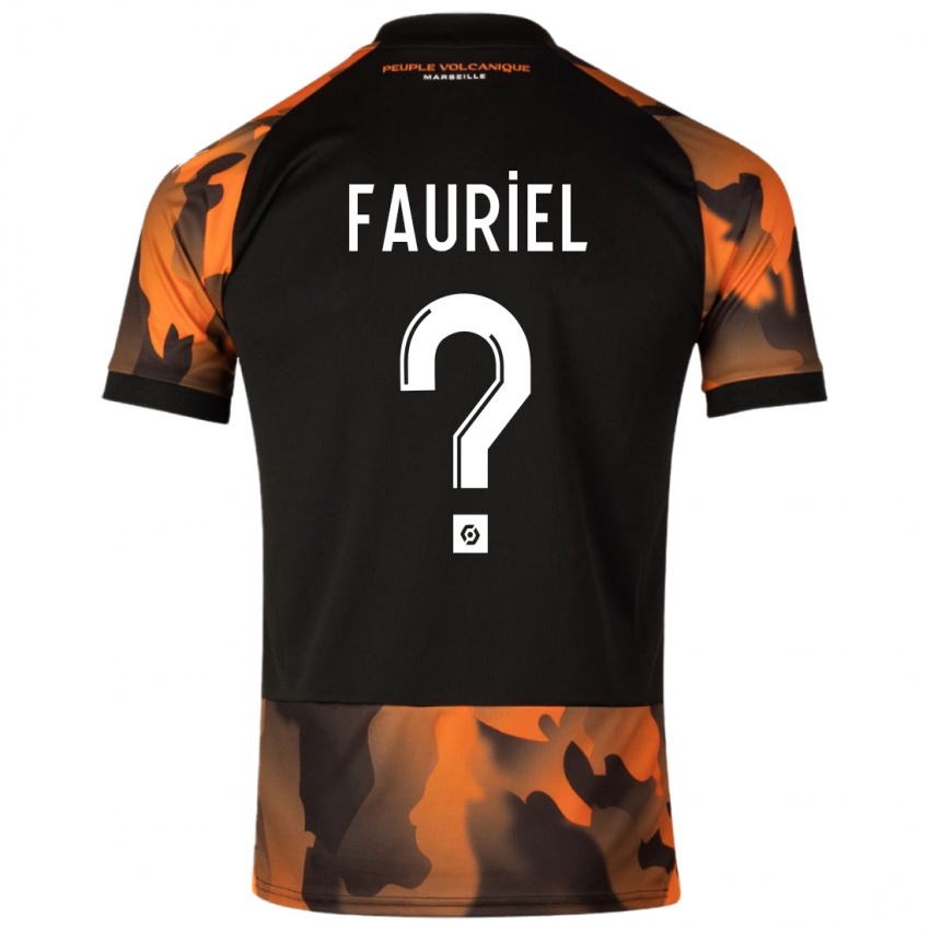 Niño Camiseta Lois Fauriel #0 Negro Naranja Equipación Tercera 2023/24 La Camisa Argentina