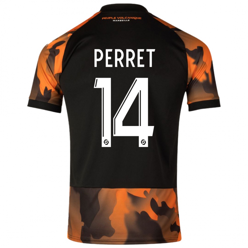 Niño Camiseta Jenny Perret #14 Negro Naranja Equipación Tercera 2023/24 La Camisa Argentina