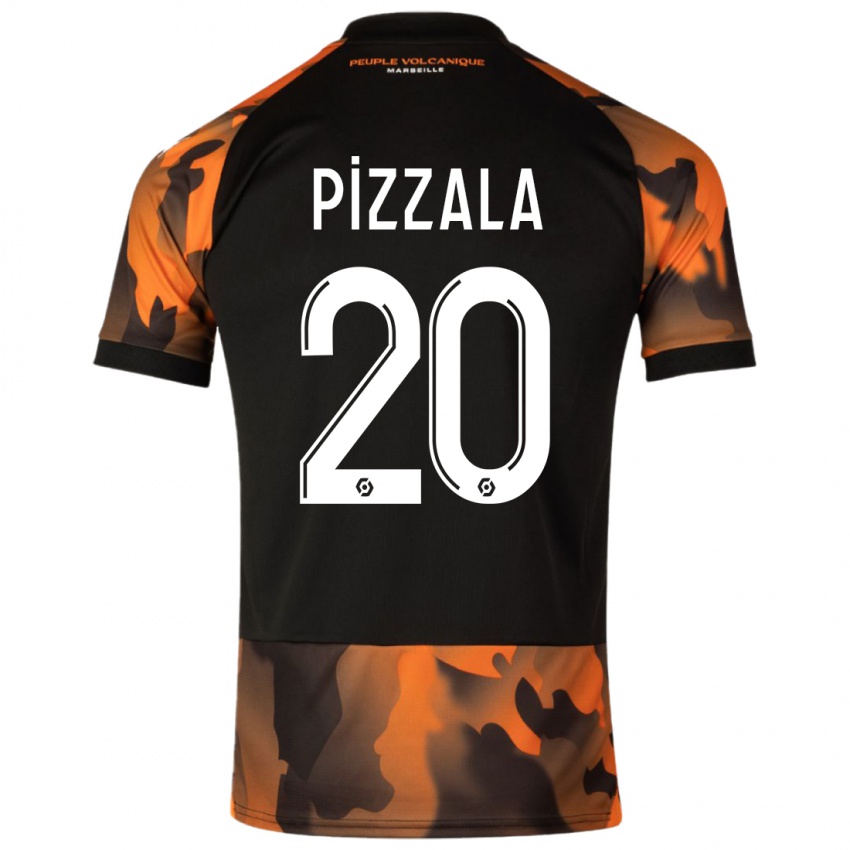 Niño Camiseta Caroline Pizzala #20 Negro Naranja Equipación Tercera 2023/24 La Camisa Argentina