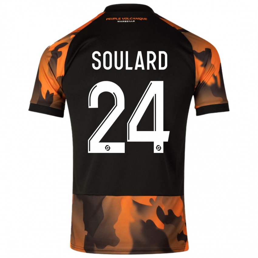 Niño Camiseta Amandine Soulard #24 Negro Naranja Equipación Tercera 2023/24 La Camisa Argentina