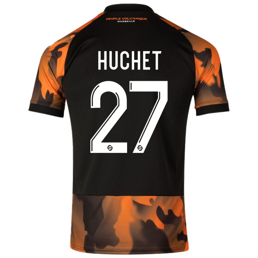 Niño Camiseta Sarah Huchet #27 Negro Naranja Equipación Tercera 2023/24 La Camisa Argentina