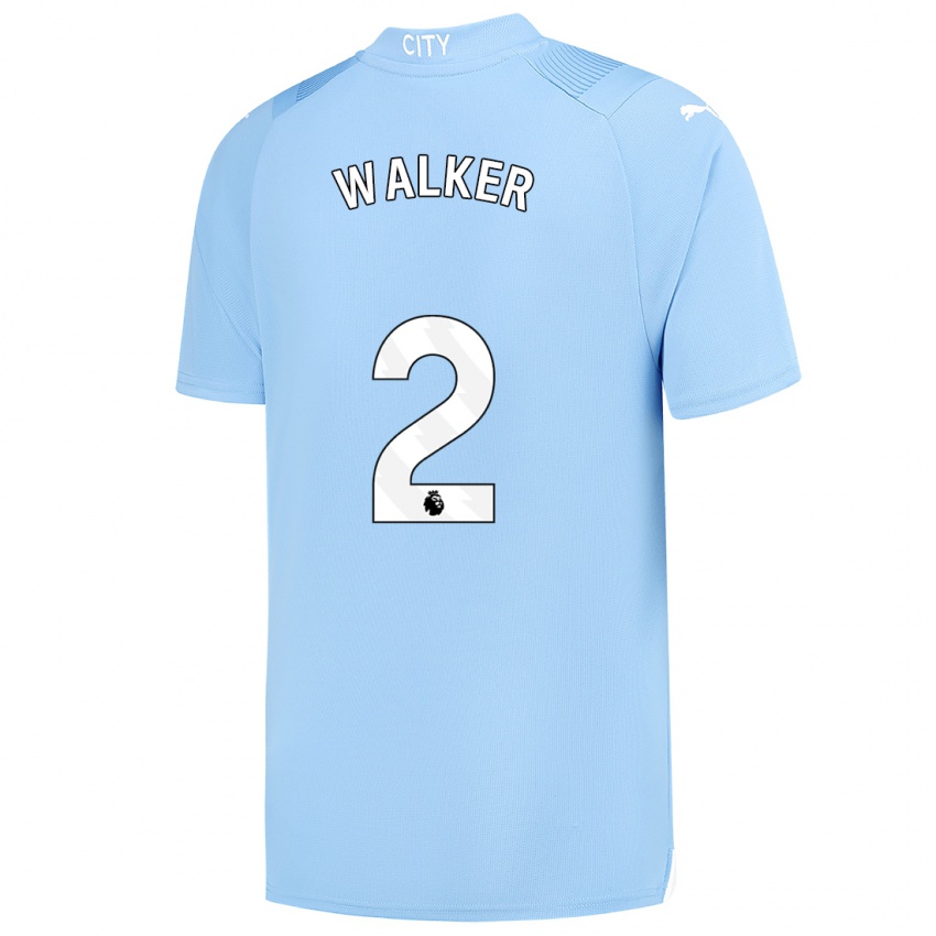 Hombre Camiseta Kyle Walker #2 Azul Claro 1ª Equipación 2023/24 La Camisa Argentina