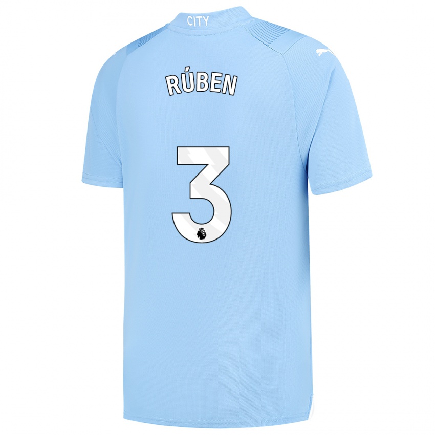 Hombre Camiseta Ruben Dias #3 Azul Claro 1ª Equipación 2023/24 La Camisa Argentina