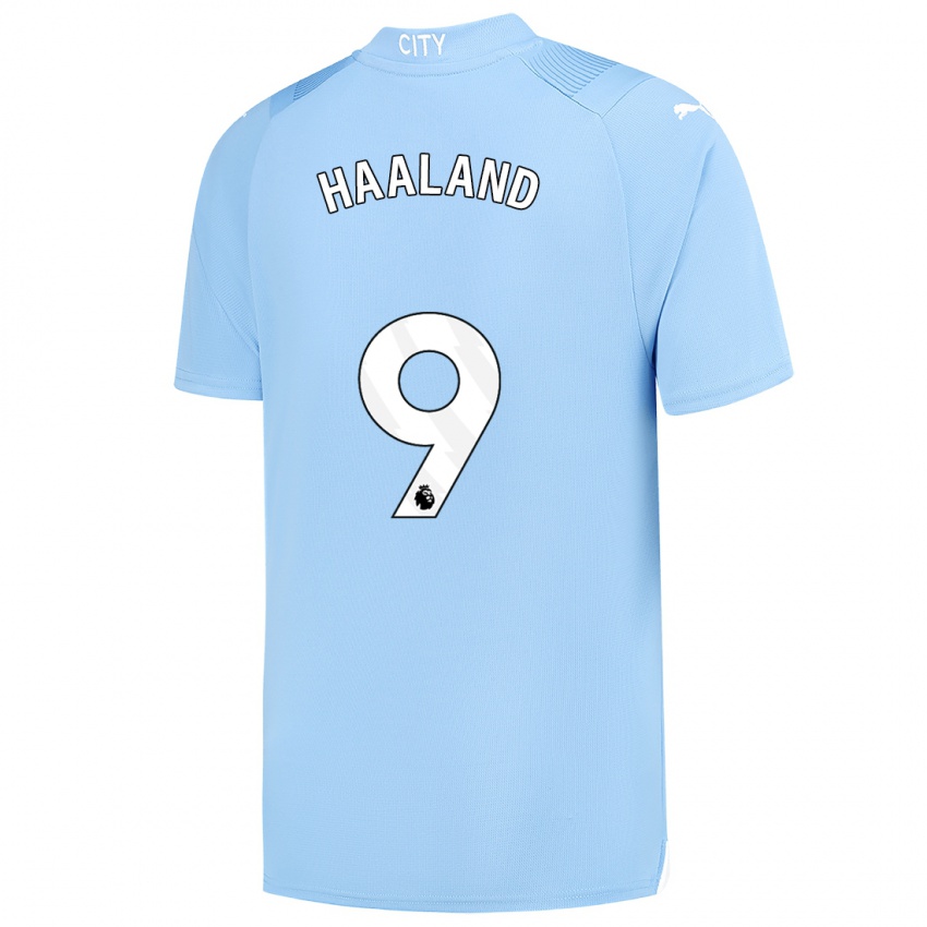 Hombre Camiseta Erling Haaland #9 Azul Claro 1ª Equipación 2023/24 La Camisa Argentina