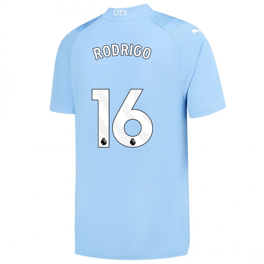 Hombre Camiseta Rodrigo Hernandez #16 Azul Claro 1ª Equipación 2023/24 La Camisa Argentina
