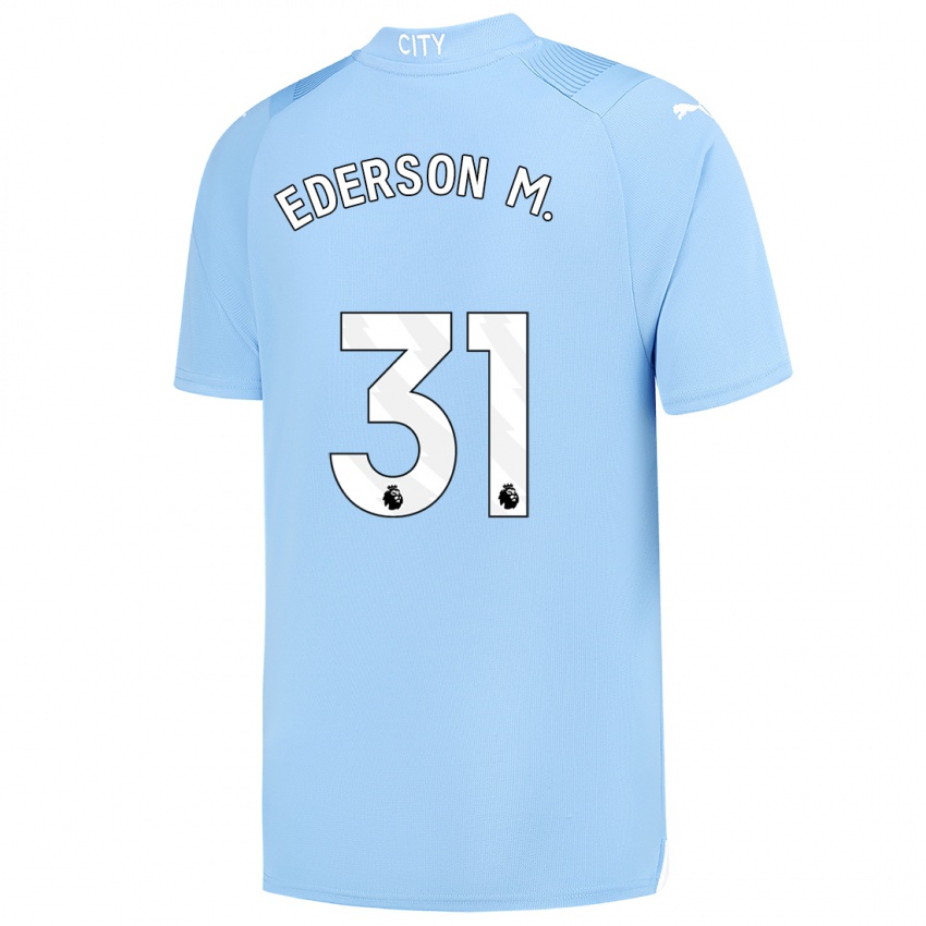 Hombre Camiseta Ederson Moraes #31 Azul Claro 1ª Equipación 2023/24 La Camisa Argentina