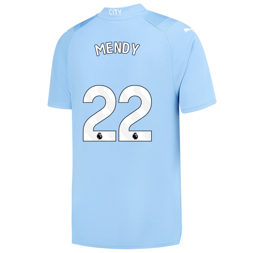 Hombre Camiseta Benjamin Mendy #22 Azul Claro 1ª Equipación 2023/24 La Camisa Argentina