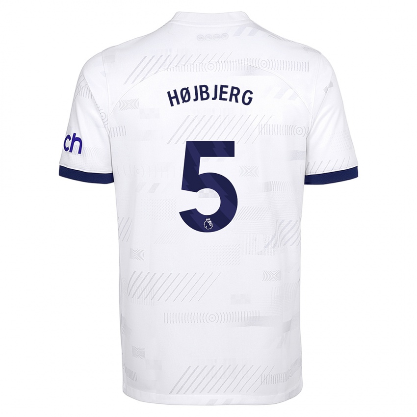 Hombre Camiseta Pierre Emile Hojbjerg #5 Blanco 1ª Equipación 2023/24 La Camisa Argentina