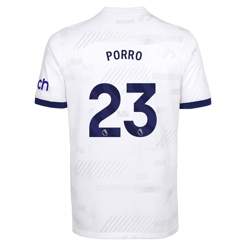 Hombre Camiseta Pedro Porro #23 Blanco 1ª Equipación 2023/24 La Camisa Argentina