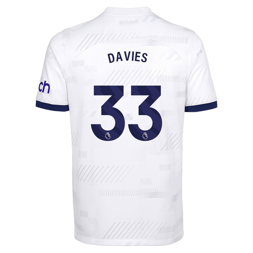 Hombre Camiseta Ben Davies #33 Blanco 1ª Equipación 2023/24 La Camisa Argentina