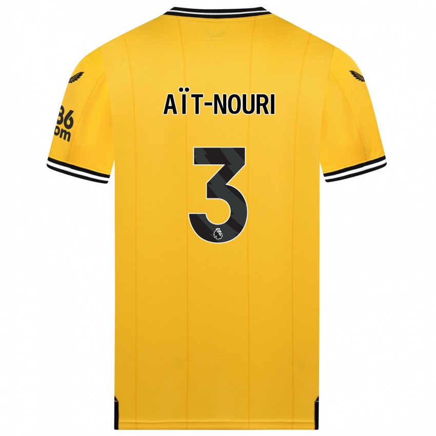 Hombre Camiseta Rayan Ait-Nouri #3 Amarillo 1ª Equipación 2023/24 La Camisa Argentina
