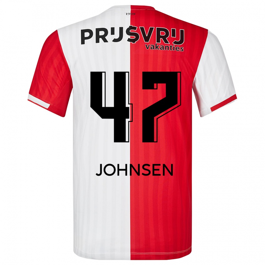 Hombre Camiseta Mikael Torset Johnsen #47 Rojo Blanco 1ª Equipación 2023/24 La Camisa Argentina
