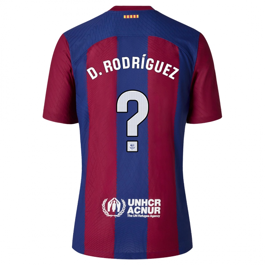 Hombre Camiseta Dani Rodríguez #0 Rojo Azul 1ª Equipación 2023/24 La Camisa Argentina