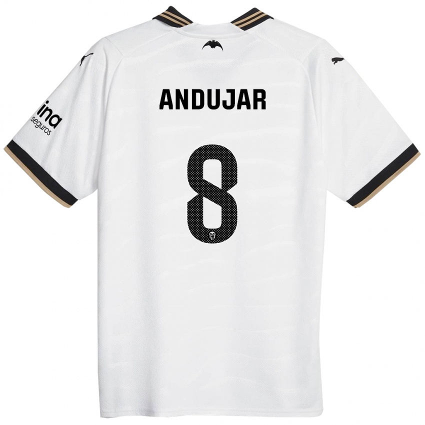 Hombre Camiseta Candela Andujar #8 Blanco 1ª Equipación 2023/24 La Camisa Argentina