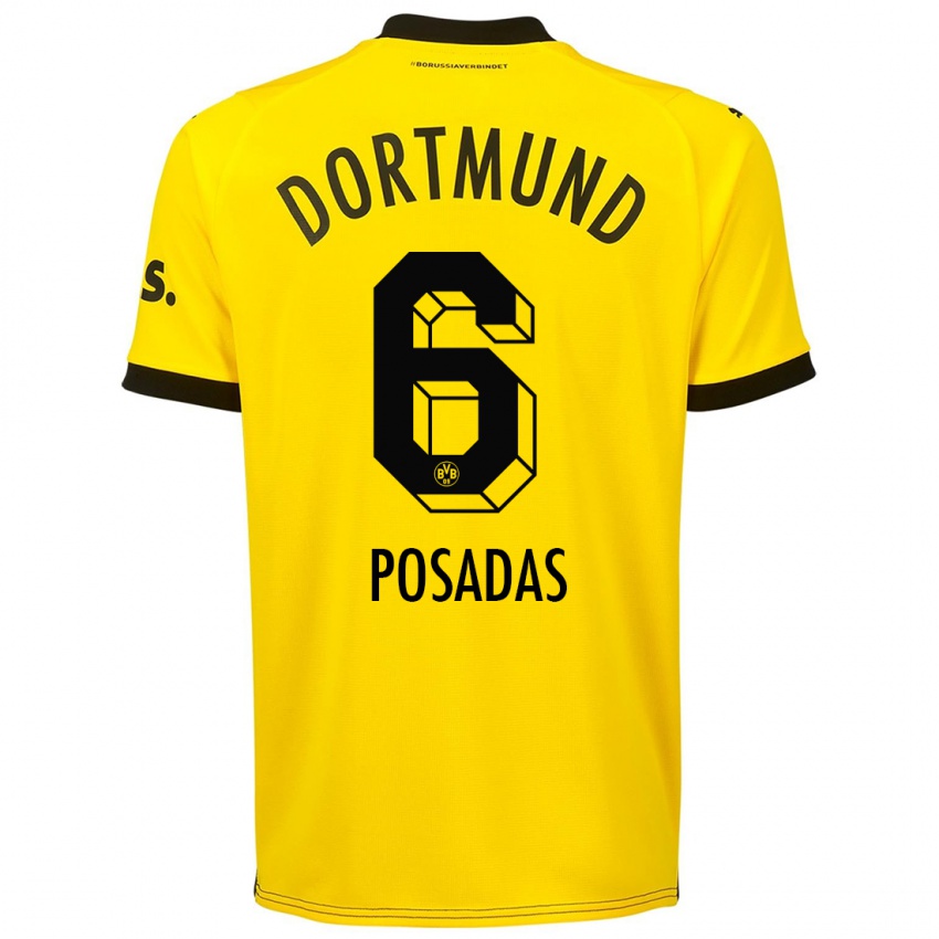 Hombre Camiseta Leonardo Posadas #6 Amarillo 1ª Equipación 2023/24 La Camisa Argentina