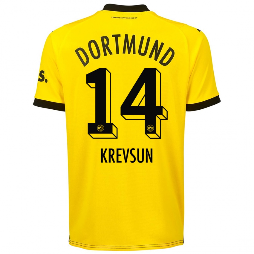 Hombre Camiseta Danylo Krevsun #14 Amarillo 1ª Equipación 2023/24 La Camisa Argentina