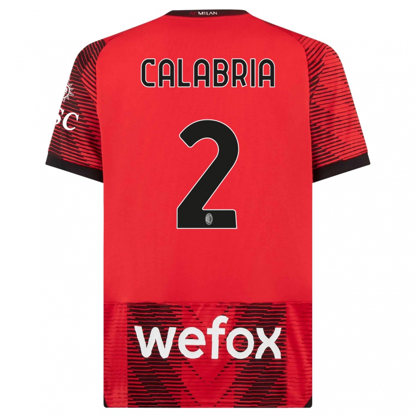 Hombre Camiseta Davide Calabria #2 Negro Rojo 1ª Equipación 2023/24 La Camisa Argentina