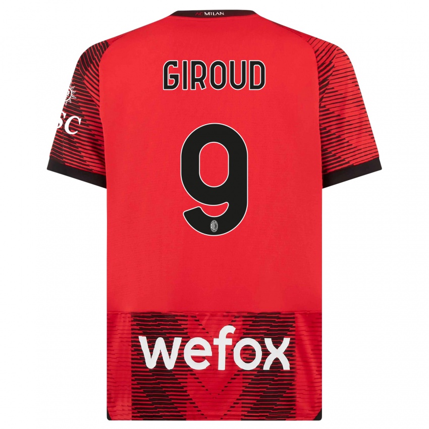 Hombre Camiseta Olivier Giroud #9 Negro Rojo 1ª Equipación 2023/24 La Camisa Argentina