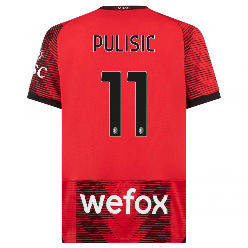 Hombre Camiseta Christian Pulisic #11 Negro Rojo 1ª Equipación 2023/24 La Camisa Argentina