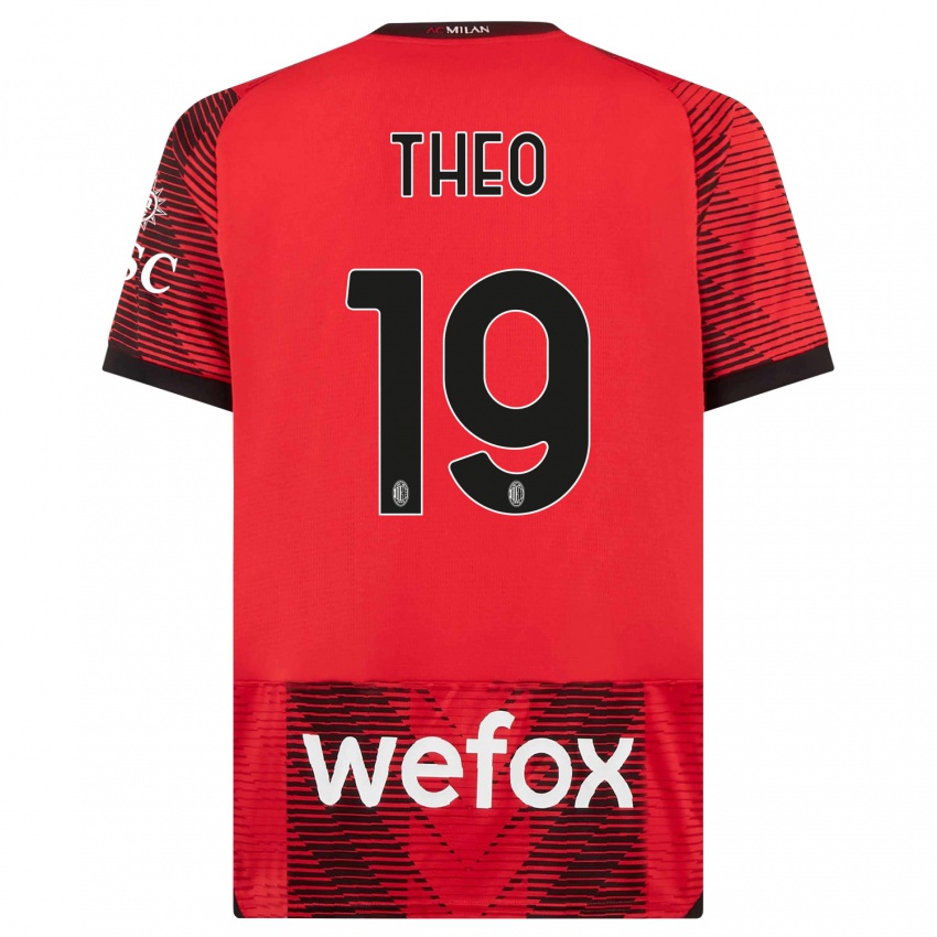 Hombre Camiseta Theo Hernandez #19 Negro Rojo 1ª Equipación 2023/24 La Camisa Argentina