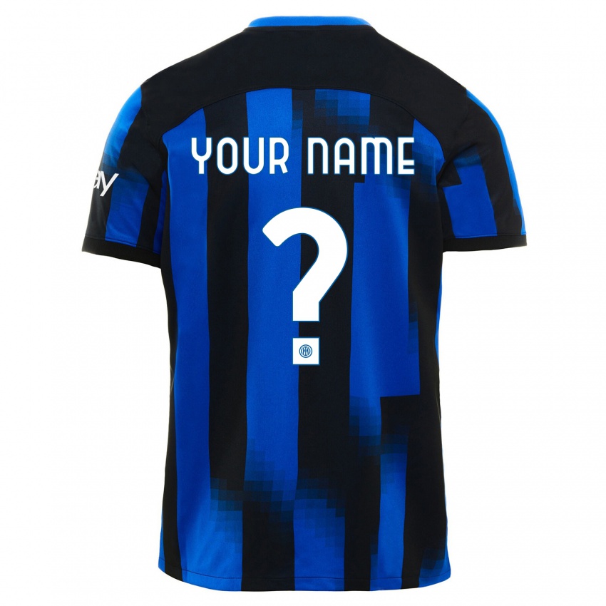Hombre Camiseta Su Nombre #0 Azul Negro 1ª Equipación 2023/24 La Camisa Argentina