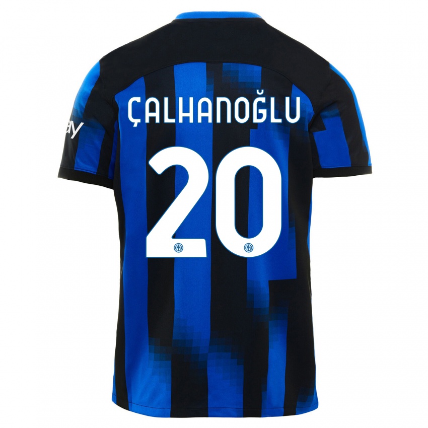 Hombre Camiseta Hakan Calhanoglu #20 Azul Negro 1ª Equipación 2023/24 La Camisa Argentina