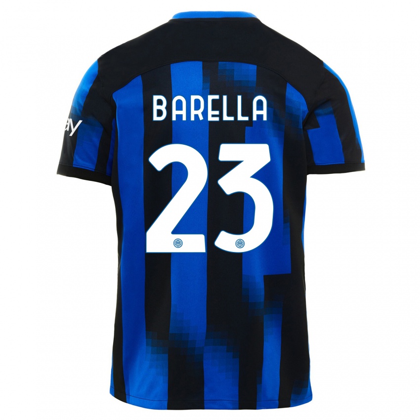 Hombre Camiseta Nicolo Barella #23 Azul Negro 1ª Equipación 2023/24 La Camisa Argentina