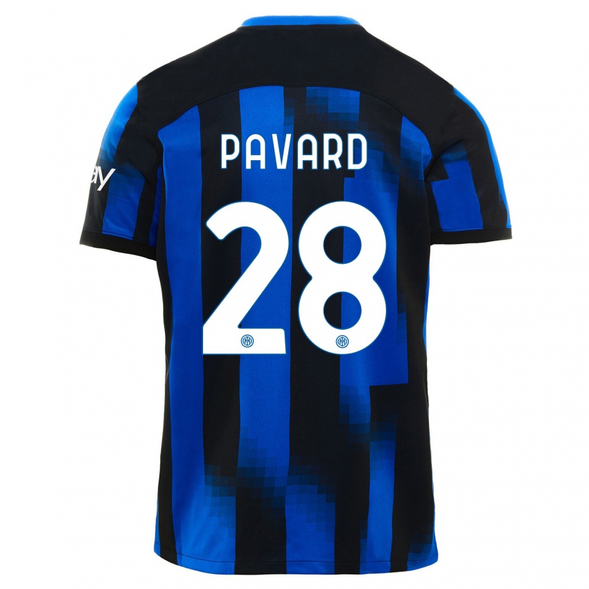 Hombre Camiseta Benjamin Pavard #28 Azul Negro 1ª Equipación 2023/24 La Camisa Argentina