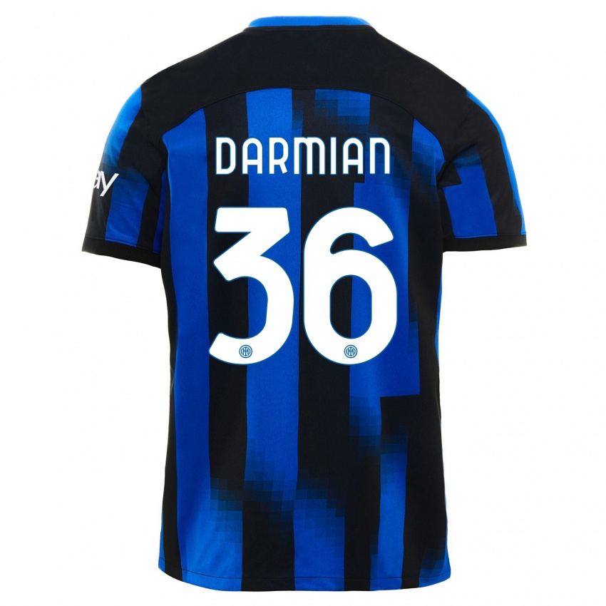 Hombre Camiseta Matteo Darmian #36 Azul Negro 1ª Equipación 2023/24 La Camisa Argentina