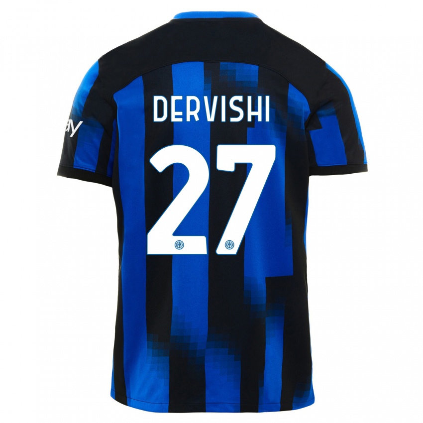 Hombre Camiseta Kristian Dervishi #27 Azul Negro 1ª Equipación 2023/24 La Camisa Argentina