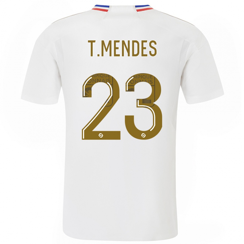 Hombre Camiseta Thiago Mendes #23 Blanco 1ª Equipación 2023/24 La Camisa Argentina