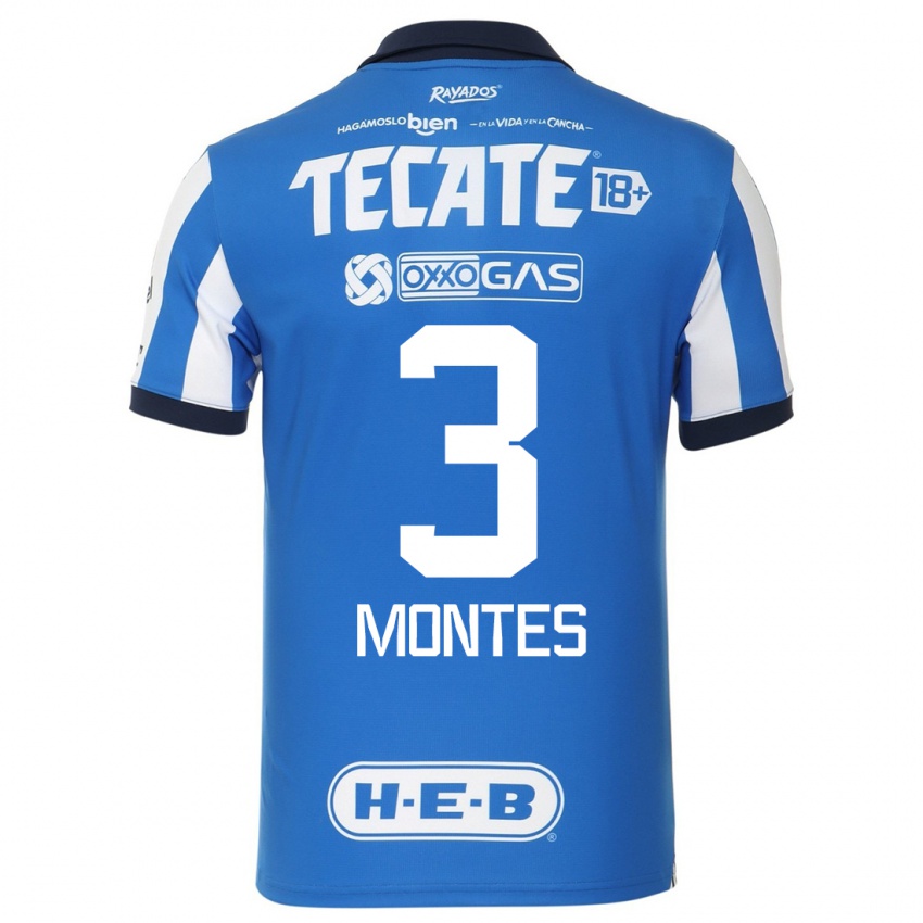 Hombre Camiseta Cesar Montes #3 Azul Blanco 1ª Equipación 2023/24 La Camisa Argentina