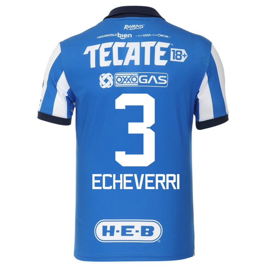 Hombre Camiseta Isabella Echeverri #3 Azul Blanco 1ª Equipación 2023/24 La Camisa Argentina