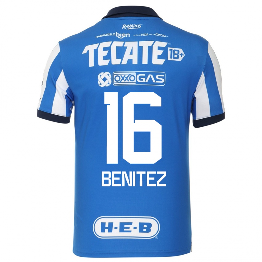 Hombre Camiseta Xanic Benitez #16 Azul Blanco 1ª Equipación 2023/24 La Camisa Argentina