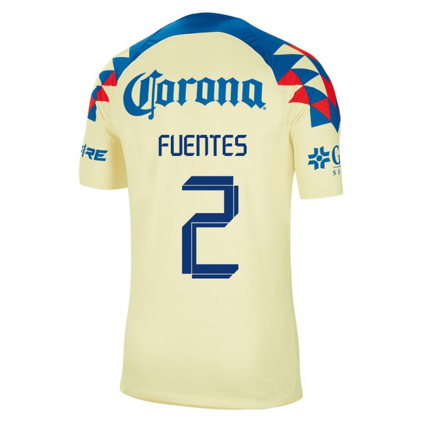 Hombre Camiseta Luis Fuentes #2 Amarillo 1ª Equipación 2023/24 La Camisa Argentina