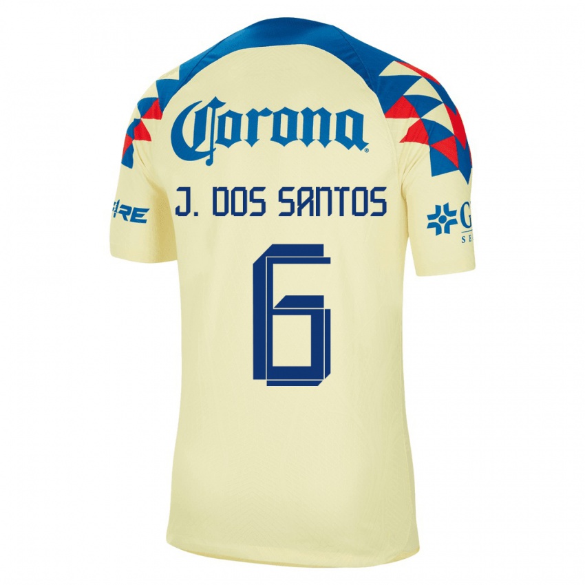 Hombre Camiseta Jonathan Dos Santos #6 Amarillo 1ª Equipación 2023/24 La Camisa Argentina
