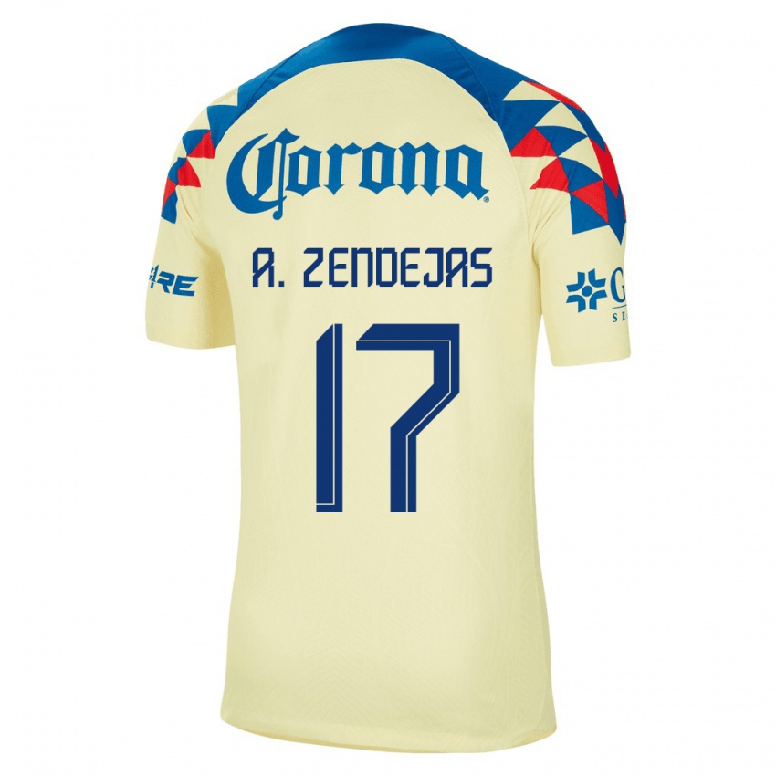 Hombre Camiseta Alejandro Zendejas #17 Amarillo 1ª Equipación 2023/24 La Camisa Argentina